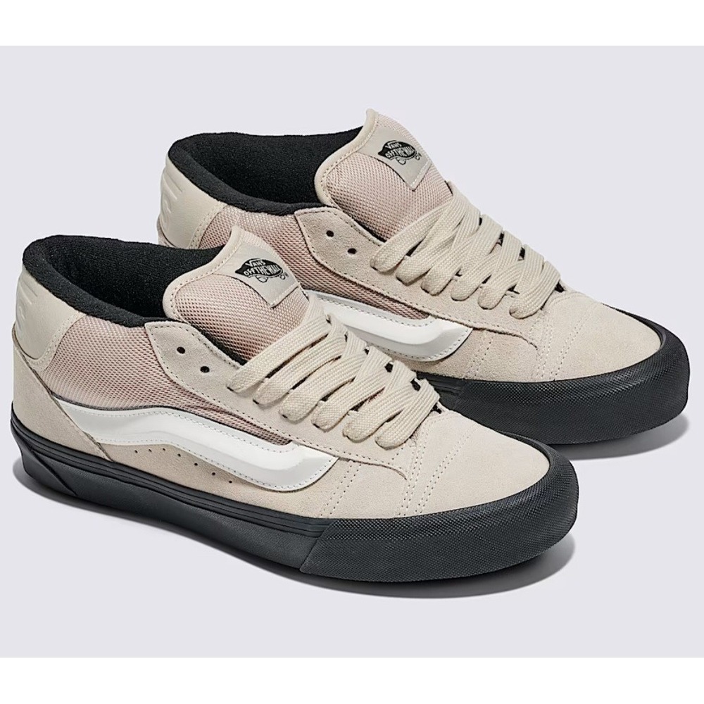 Vans  Knu Skool Peyote Beige White Mid Suede Nylon Skate Shoes Men size 11